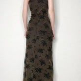Flower Dark Gothic Mesh Long Dress